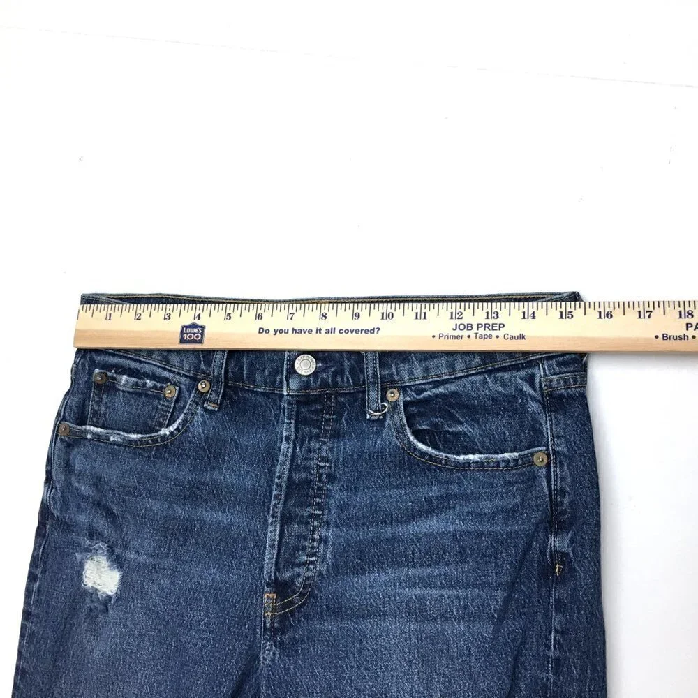 Gap Women's Jeans Cheeky Straight Crop Distressed Button Fly 8 petite inseam 23
